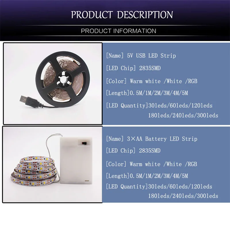 USB Светодиодная лента лампа 2835 SMD DC 5V гибкий светодиодный светильник 1 м 2 3M 4M 5 HD ТВ