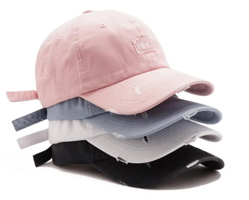 

100% cotton 6 panel unstructured dad hat plain distressed baseball cap