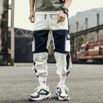 

Ribbons Harem Joggers Men Cargo Pants Streetwear 2020 Hip Hop Casual Pockets Track Pants Male Harajuku Fashion Trousers