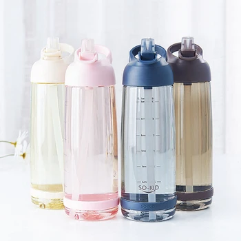 

550ml 850ml Portable Office Outdoor Sports Travel Water Drink Bottle with straw plastic Protein Shaker Bottle new hydro flask