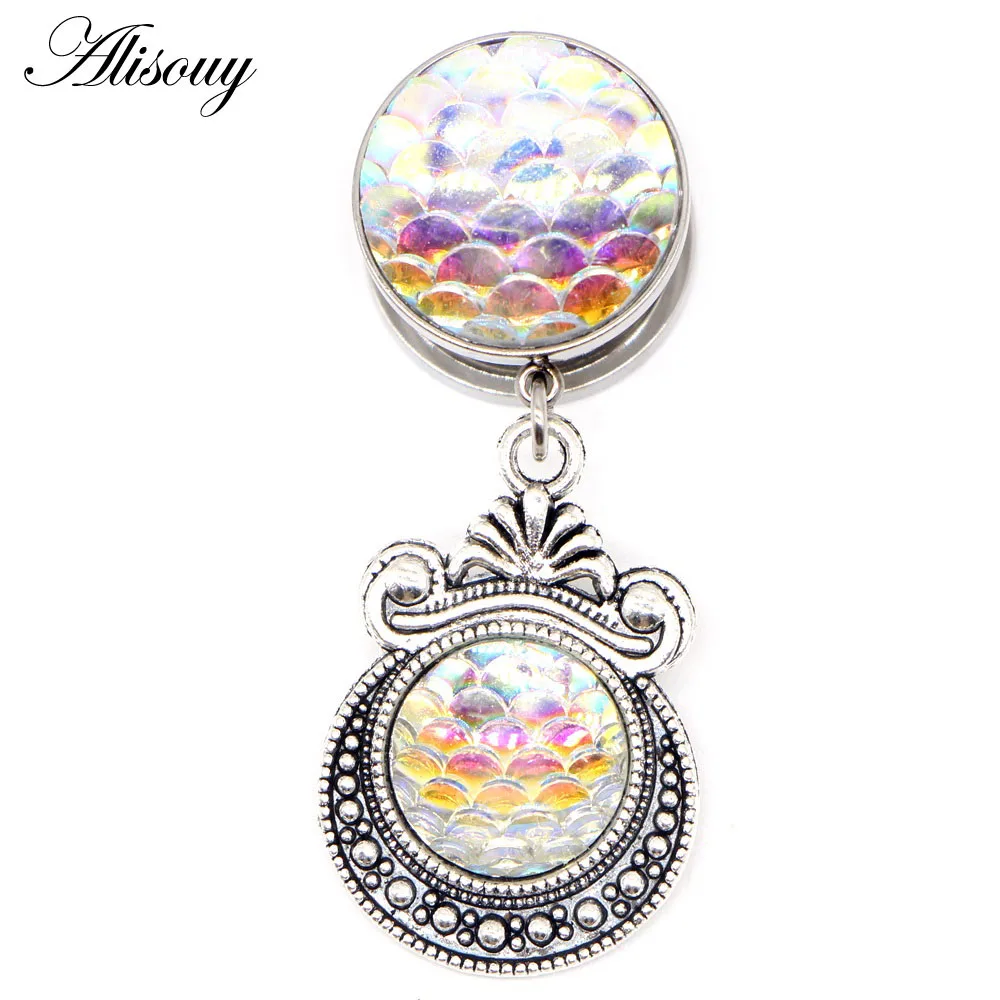 EM0839A White Alisouy 2 шт. винты из нержавеющей стали болтаются туннели для ушей рыбные весы Плаги для ушей пирсинг, ушные измерительные приборы растягиватели ювелирные изделия для тела - Окраска металла: EM0839A White