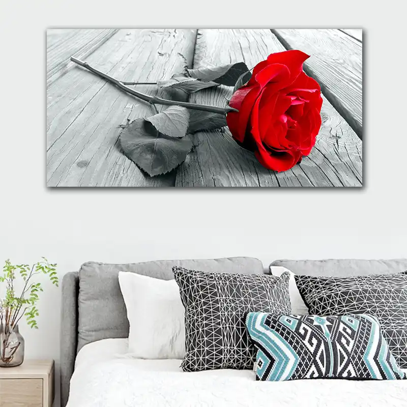 Cuadros De Ross Rojo Pared Arte Hd Flor Lienzo Pintura Negro Blanco Impresiones Carteles Para Decoracion De La Habitacion Cama Pintura De Pared Nordica Aliexpress