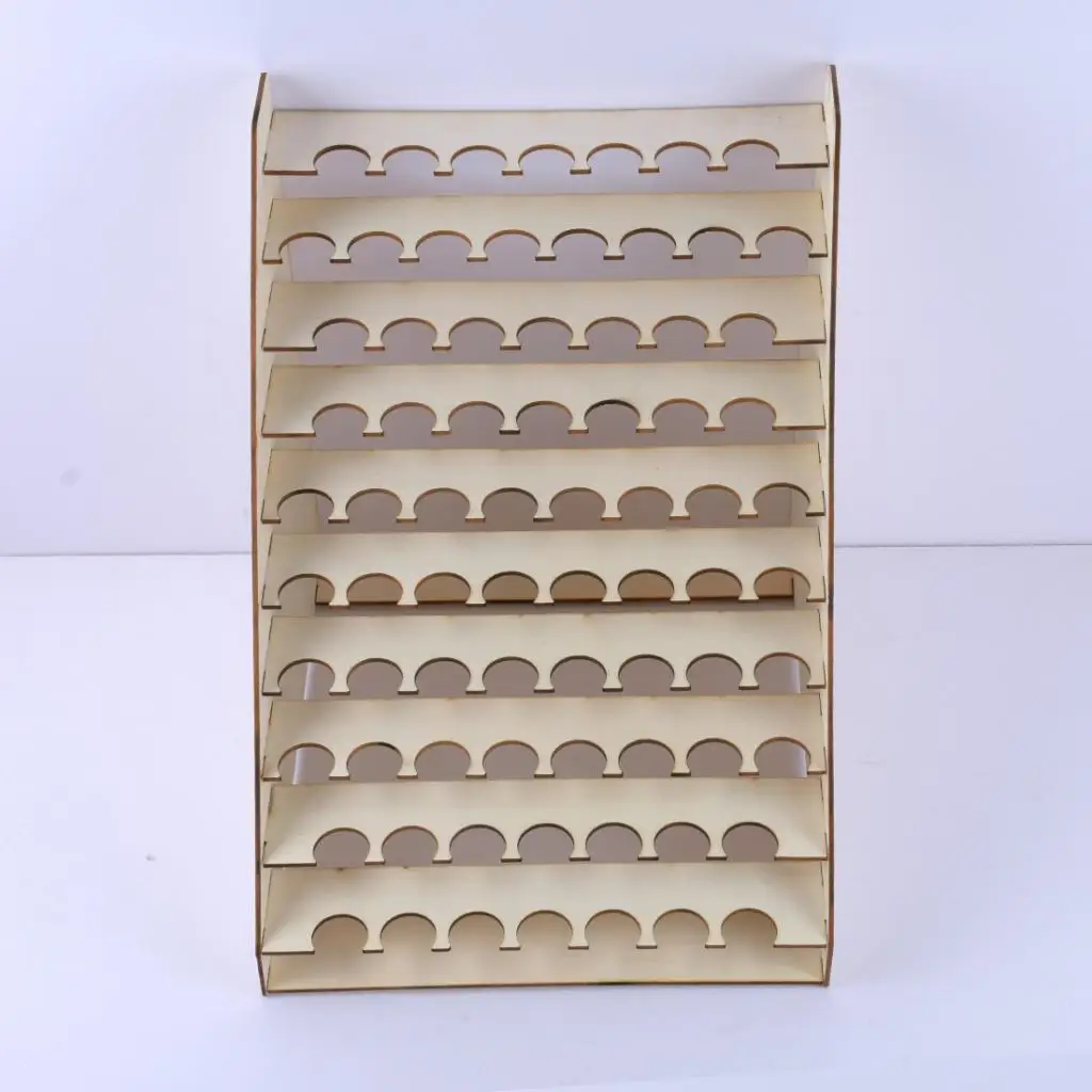 75 Holes Wood Paint Bottle Rack Organizer Brushes Tools Storage Stand Holder