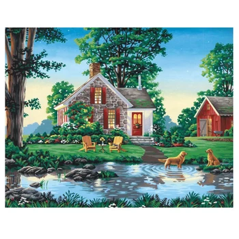 

Diy Diamond Embroidery Landscape Cabin Forest Cross Stitch 5D Diamond Painting Rhinestones Home Decor Christmas Gift