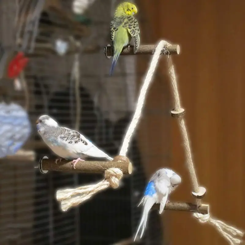 Pet Bird Parrot Stand Frame Rope Toys Parakeet Cockatiel Cage Ladder Climbing Hammock Toy Bird Supplies