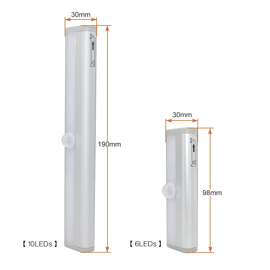  Wireless LED Under Cabinet Light PIR Motion Sensor Lamp 6/10 LEDs for Wardrobe Cupboard Closet Kitc - 4000271835742