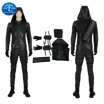 

Green Arrow Cosplay Costume Oliver Queen Suit DC Fantasy Adult Superhero Jacket Clothing TV Halloween Outfit for Man Custom Made