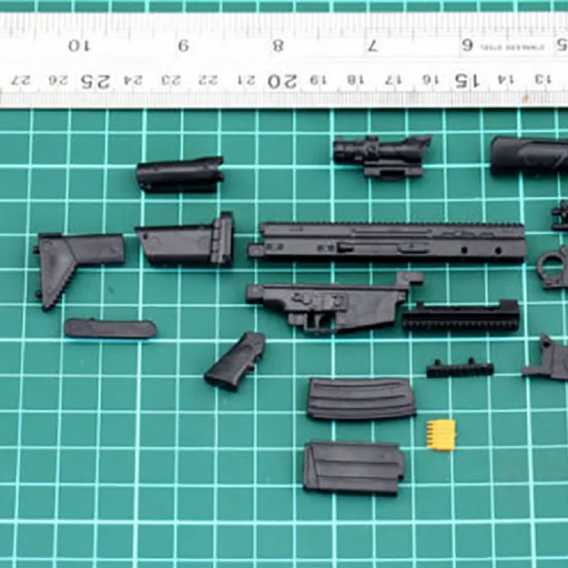 1/6 스케일 FN SCAR SOF 전투 소총 모델 조립 퍼즐 빌딩 벽돌 총 무기 적합 12 액션 피규어