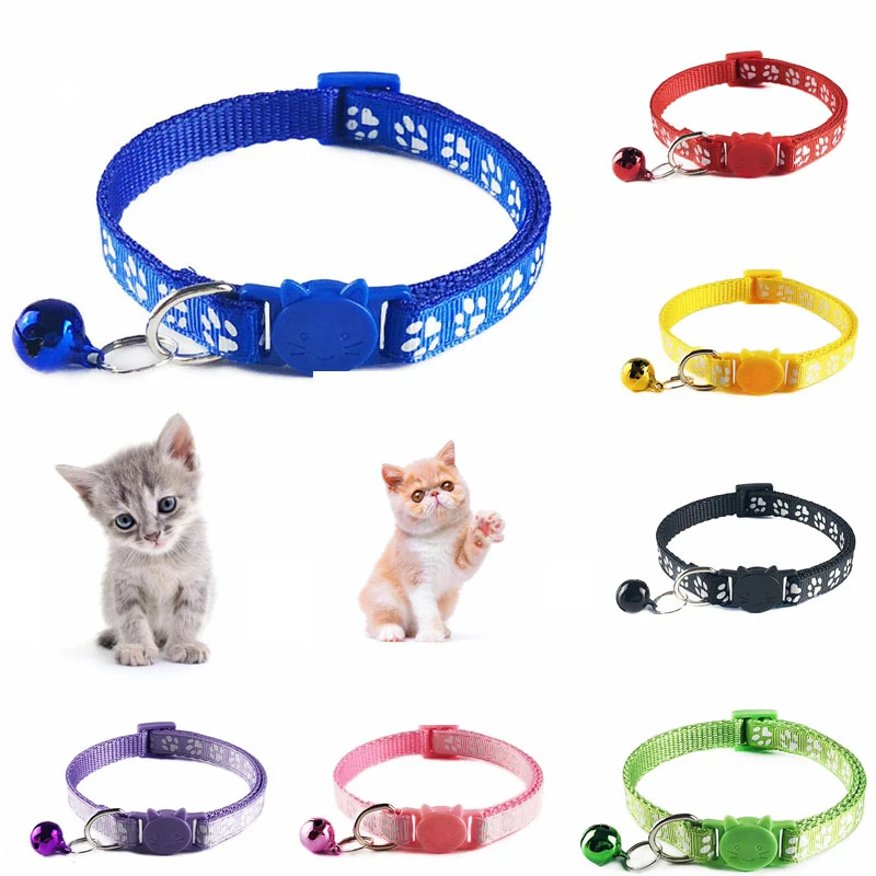 Meow～cat Collar Doublelayer Patch Bell Collar Adjustable Nylon