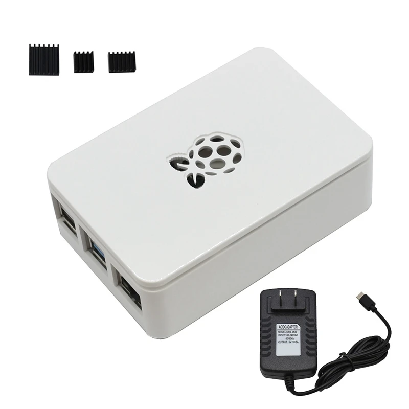 Для Raspberry Pi ABS чехол Корпус коробка V4 с радиатором+ 5 V/3a Питание для Raspberry Pi 4B