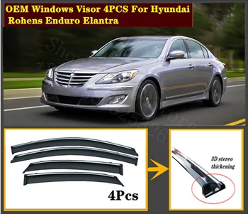 

4pcs Set 2007-2020 OEM For Hyundai Rohens Enduro Elant Stainless steel window Visor Shade Vent Wind Rain Deflector Guards Cover