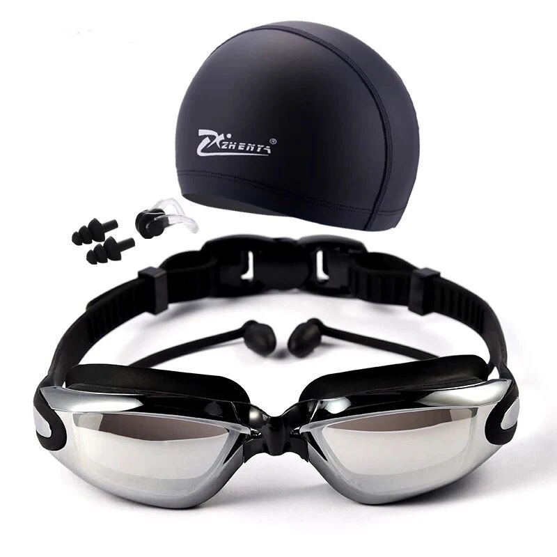 Swim Goggles with Cap Ear Plug Nose Clip Suit Professional Swimming