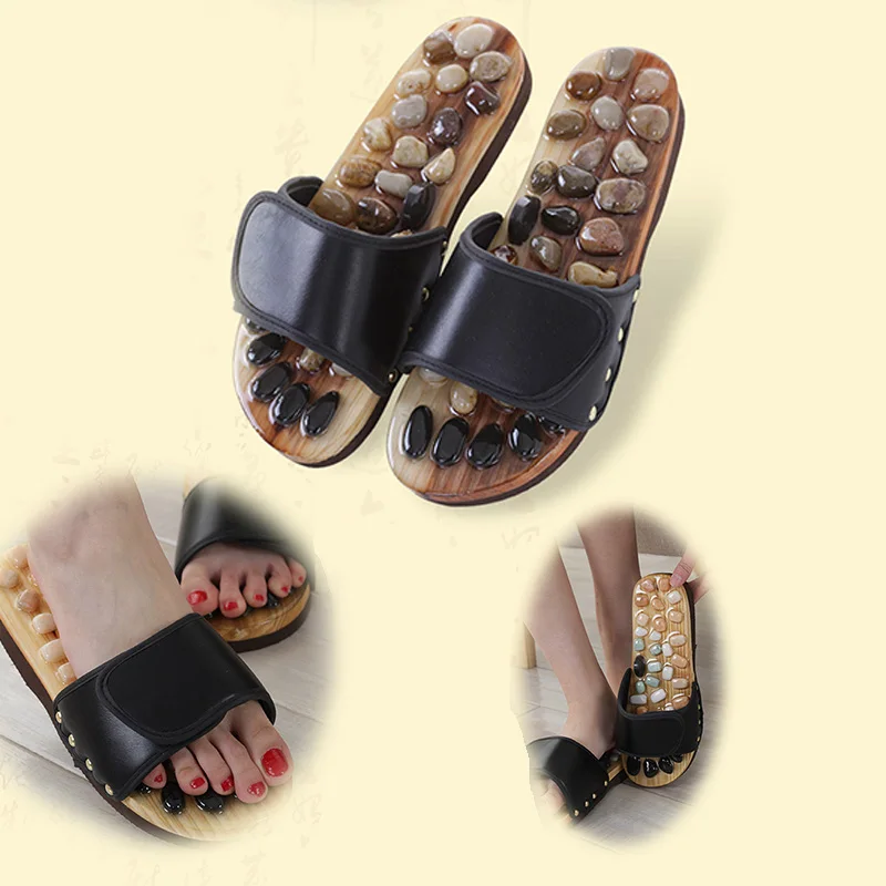 

Natural Pebble Stone Foot Massage Shoes Massage Foot Slipper Reflexology Sandals SEC88