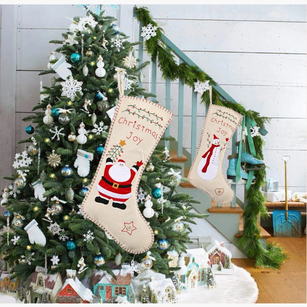 

Name Set Of Snowman Santa Stockings Christmas Linen
