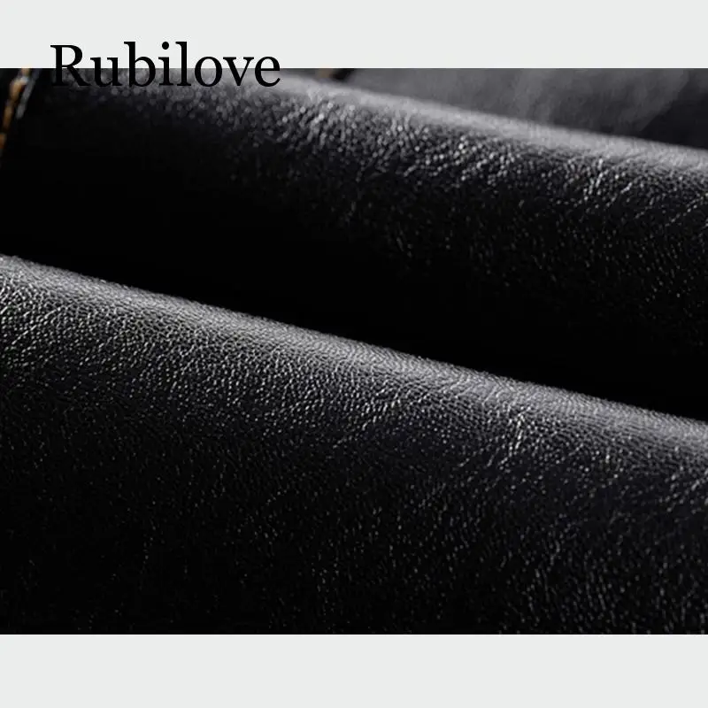 Мужские кожаные куртки Rubilove, Зимние флисовые пальто из искусственной кожи, Повседневная плотная теплая верхняя одежда с широким воротником, байкерская куртка, M-4XL