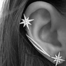 Серьга из снежинки клипсы со стразами ушные манжеты серьги-гвоздики модные асимметричные серьги-гвоздики крутые женские серьги в стиле панк