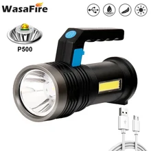 

Super Bright Portable LED Flashlight P500 Lamp + COB Side Light Floodlight Rechargeable Waterproof Outdoor Searchlight