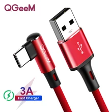 QGEEM usb type C кабель для samsung Note 8 S8 Xiaomi Mi 90 градусов сотовый телефон type C кабель для быстрой зарядки USB C кабель для зарядного устройства