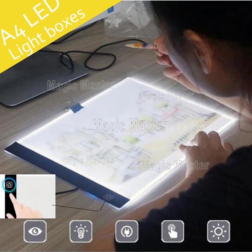Dimmable LED Graphic Tablet Writing Diamond Painting Tool Light Box Pads Digital Drawing A4 Copy Daimond embroidery | Дом и сад