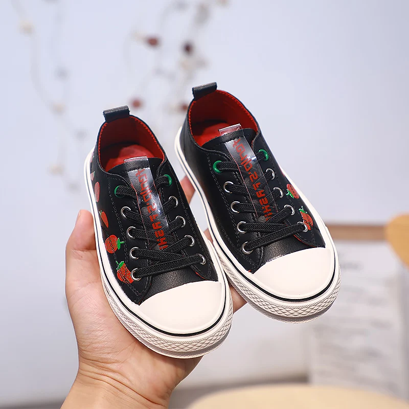 Autumn Children Shoes Shoes Kids Boys Sneakers Girls Single Shoes Child Leisure Canvas With Lovely Strawberry SX111