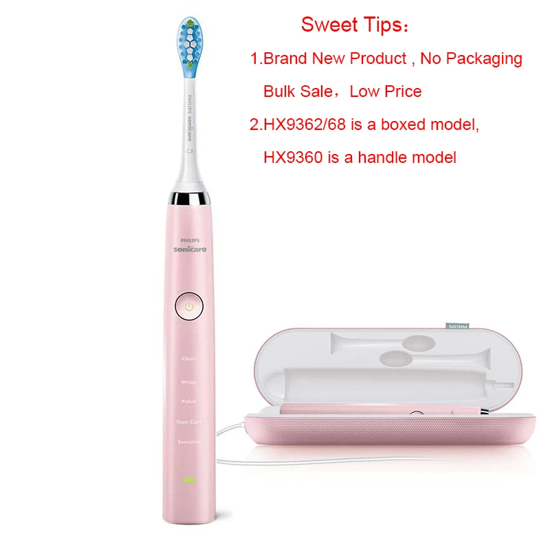 Lima forhøjet finansiere Philips Sonicare HX9360 Sonic Quality Electric Toothbrush Diamond Clean  Pink 360 Wave with Travel Charger for Adult|Electric Toothbrushes| -  AliExpress