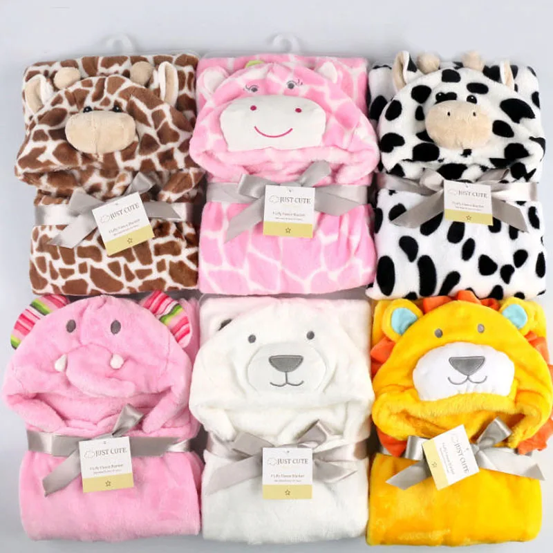 Милое детское банное полотенце из флиса в форме Милого Животного, детское полотенце с капюшоном, халат, накидка, детское одеяло для новорожденных