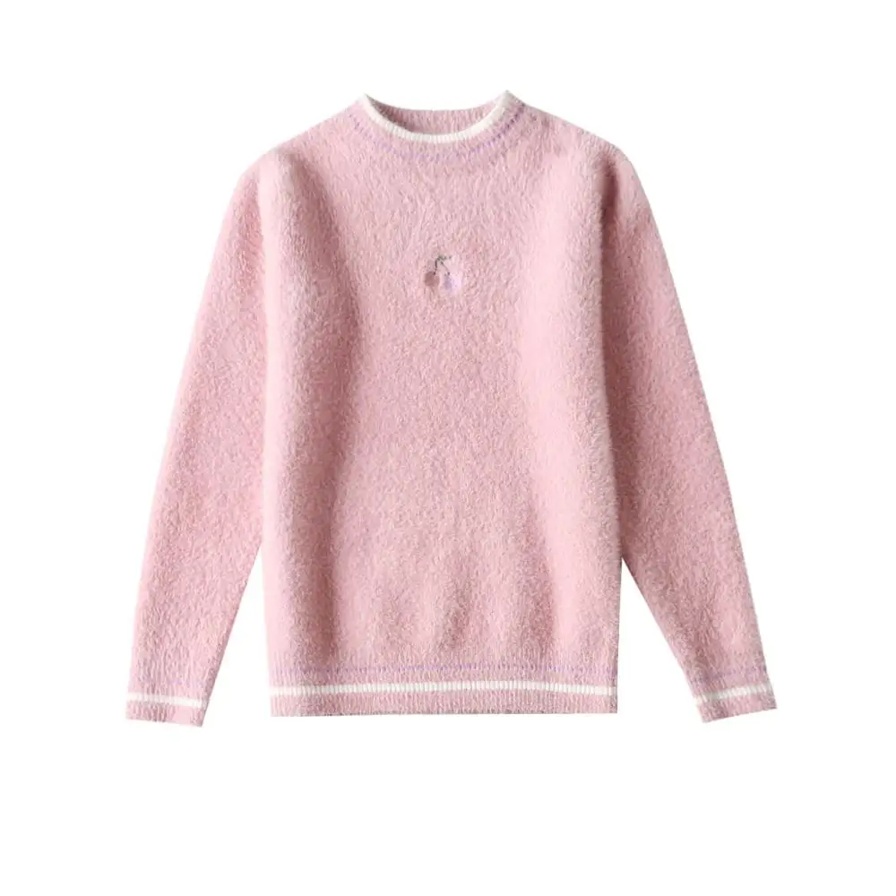 416 Years Children Girls Sweaters Pullover Mink Wool Oneck Knitted