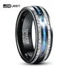 8mm Electric Black Inlaid Meteorite Abalone Shell Dome Tungsten Carbide Ring Men's Fashion Wedding Jewelry Best Gift 1