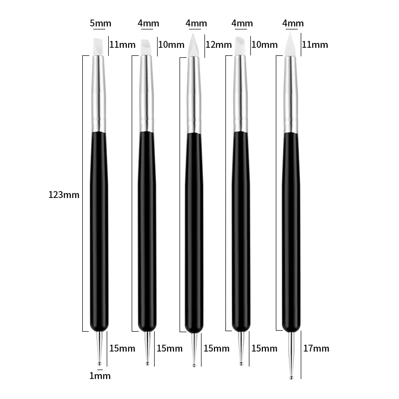 5 шт. двухконцевая силиконовая резьба расческа Кисть скульптура живопись Рисование ручка Emboss Rhinetstone выбор акриловый набор инструментов для
