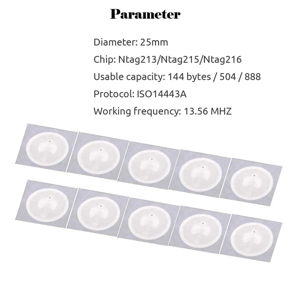 10pcs 25mm Clear NFC Tag NTAG 213 Stickers Protocol ISO14443A13.56MHz NTAG  213 Universal Label RFID Tags All NFC Phones - AliExpress