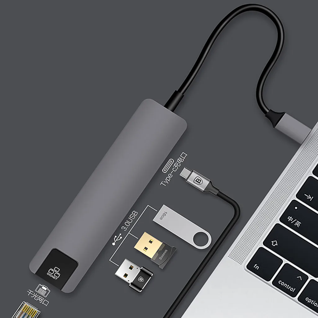 Концентратор USB 5 в 1 Heat-5in1 концентратор USB Type C 4K Hdmi USB C гигабитный Ethernet RJ45 LAN адаптер