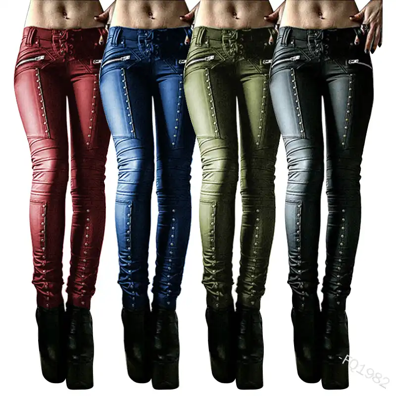 womens leather and lace pants