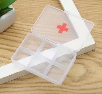 

200pcs 6 Compartment Transparent Pill Box Medicine Container Storage Box Pill Parts Organizer Case SN2790