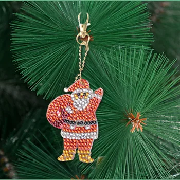 

Christmas DIY Point Diamond Keychain 5D Rhinestone Ornament Pendant 5PC Diamond Painting Christmas Gift
