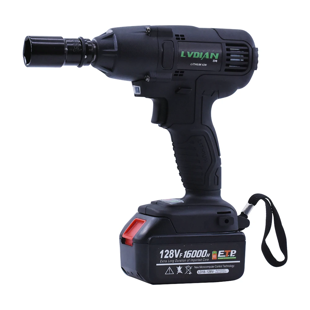 

520N.m 128VF Cordless Electric Impact Wrench High Power Electric Wrench Brush 1x Li-ion Battery Brushless Power Tools 110-240V