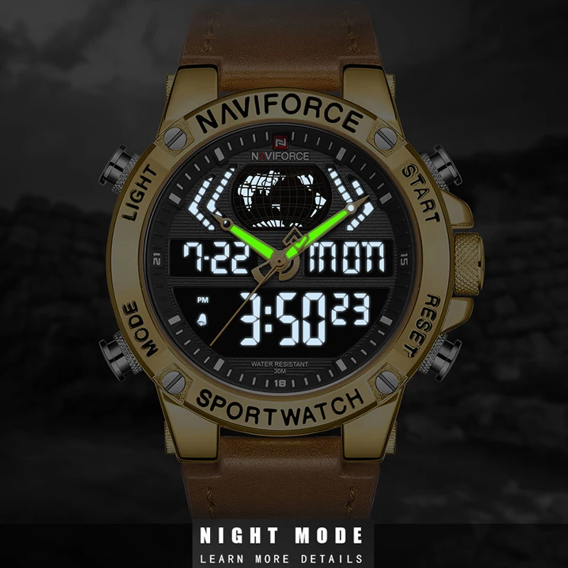 Топ люксовый бренд NAVIFORCE мужские спортивные часы мужские кварцевые светодиодный цифровые часы мужские кожаные военные наручные часы