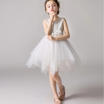 

Bow Net Fabric Child Cute Formal Fall Party Kid Fancy Wear Knit Removing Wedding Beautiful Toddler Girl Dress