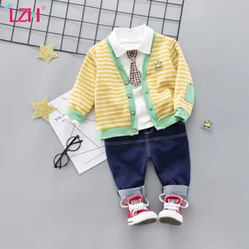 

LZH Children Clothing 2020 Autumn Casual Boys Clothes Cardigan+Shirt+Pants 3pcs Outfits Toddler Boys Sports Suit Kids Clothing