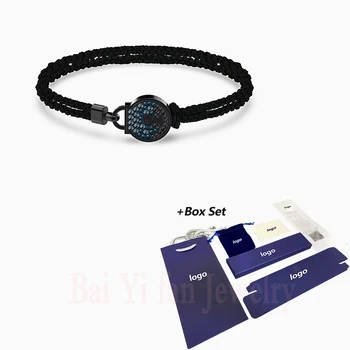 

2020 Trend Jewelry SWA New TOGETHERNESS LOCK Bracelet Fashion Black Woven Rope Lock Shape Women All-match Romantic Jewelry Gift