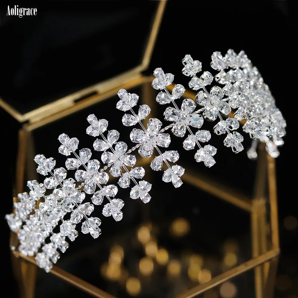 2022 Fashion Cubic Zirconia Soft Headband CZ Wedding Hairband for Women Diadem Bride Princess Headpiece Crowns Hair Accessories