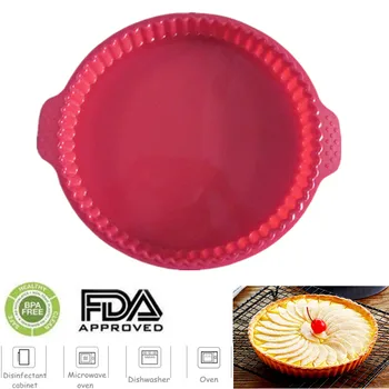 

10 Inch 26cm Non-stick Silicone Pie Pans Baking Mould Pizza Round Wave Edge Pan Cookie Bread Pizza Pie Toast Tray Thin Cake Mold