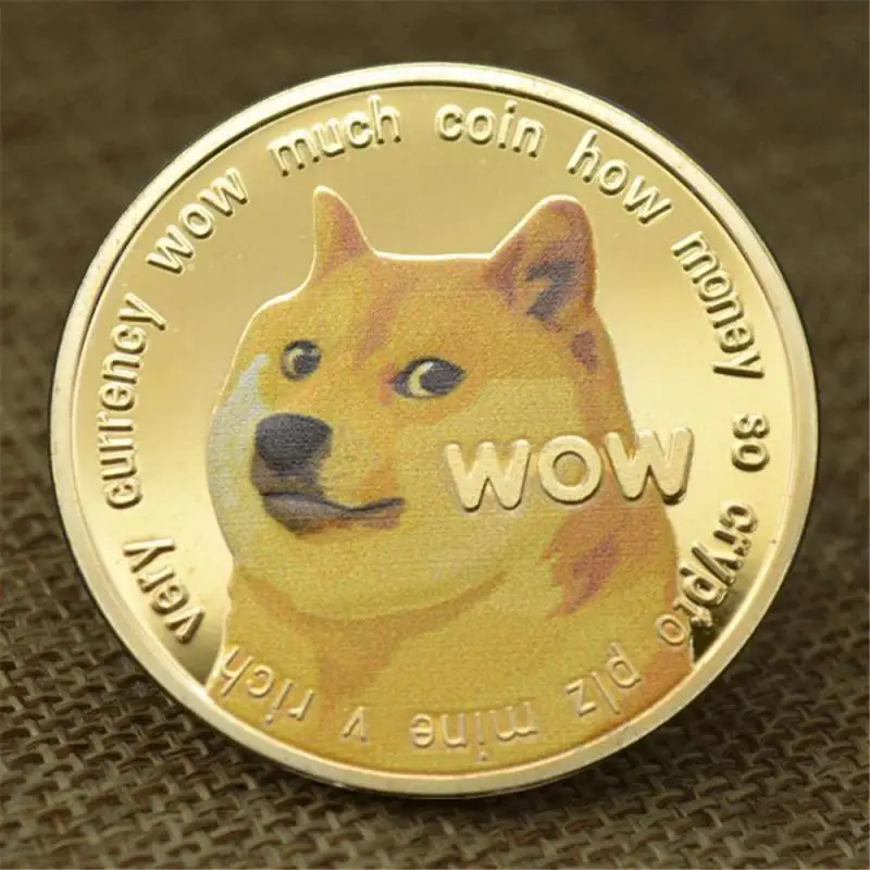 Забавные золотые и серебряные украшения Dogecoin с рисунком собаки сувенир