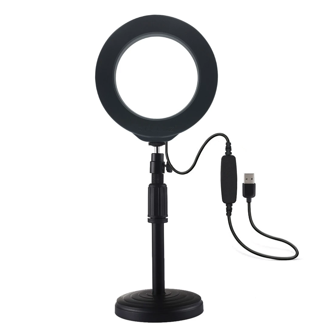 PULUZ PU392 6.4 inch 16cm USB 3 Modes Dimmable LED Ring Vlogging Photography Video Lights with Cold Shoe Tripod Ball Head