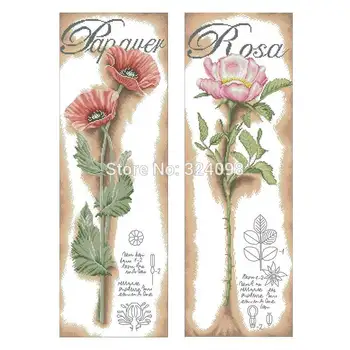 

Red poppy pink rose flower patterns Counted Cross Stitch 11CT 14CT 18CT DIY Chinese Cross Stitch Kits Embroidery Needlework Sets