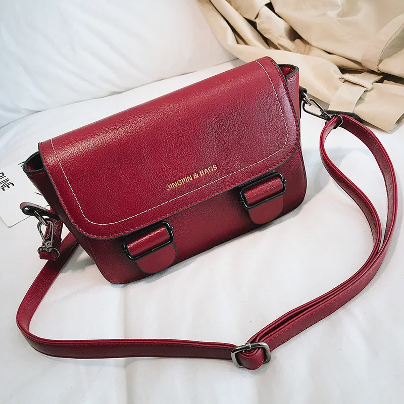 

Korean-style Stereo Square Sling Bag Double Belt Decoration British-Style One-Shoulder Oblique WOMEN'S Bag