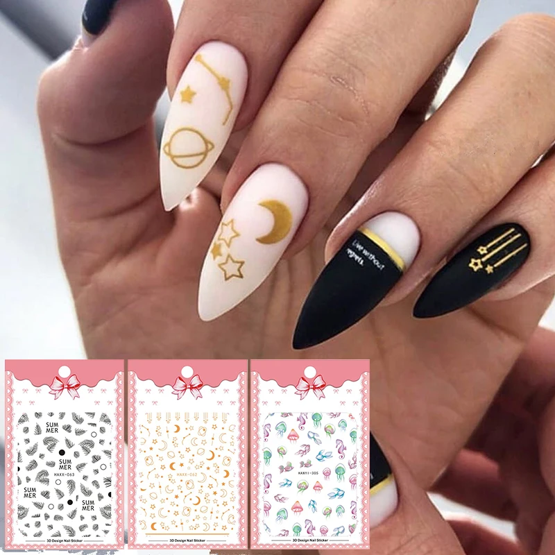 1 Sheet 3D Nail Flowers Sticker Leaves Animal Mixed Patterns Transfer Decals Stickers Art DIY Design Decoration Tools | Красота и