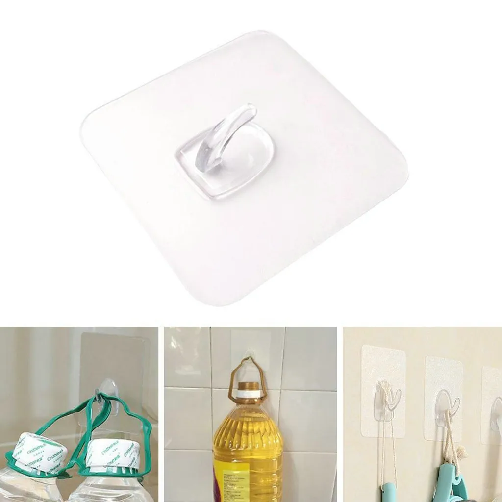 Прозрачные крепкие самоклеющиеся дверные вешалки для кухонной стены, полотенце, швабра, держатель для сумочки, противоскользящие крючки, многоразовые бесследные крючки M#1