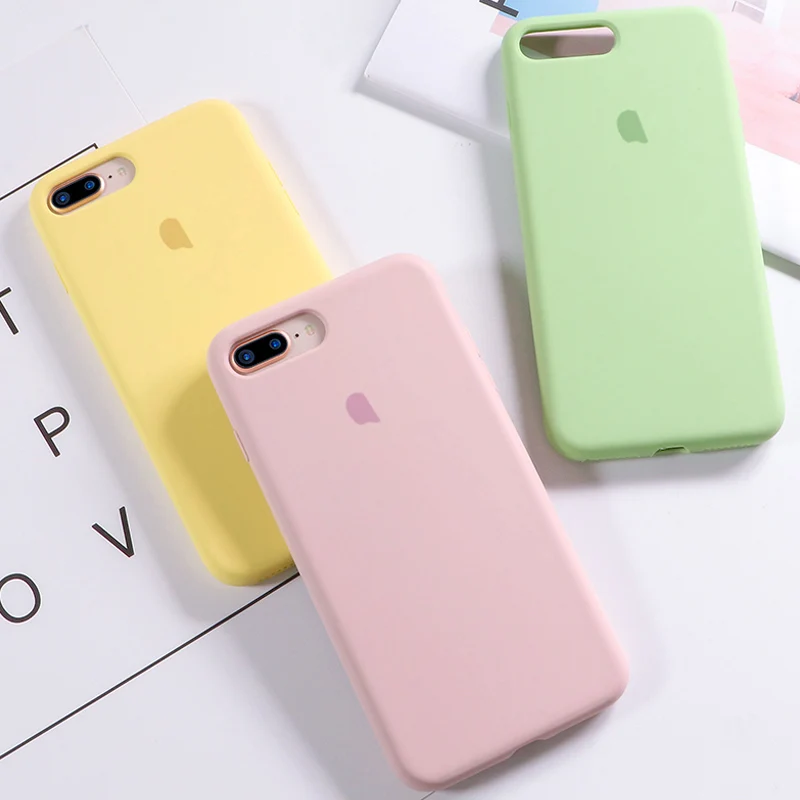 

Better than original authentic Shockproof silicone Cover For IPhone 11 Pro Max xs max xr 87 6s plus case logo Full all-inclusive