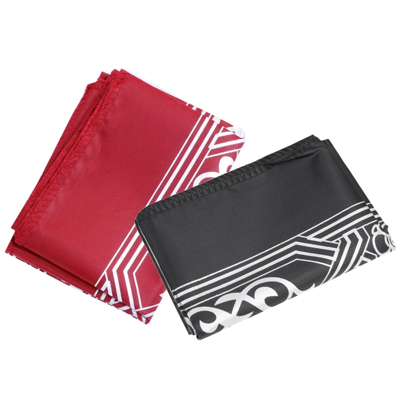 

2 Set Ramadan Islamic and Muslim Travel Prayer Mats,Compass Pocket Size Tote Bags, 1 Set Black & 1 Set Red