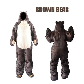 

Siamese Sleeping Bag Brown bear Humanoid Sleeping bag Human Body Type Mummy Camping Night Rest bedding lazy sleeping bag